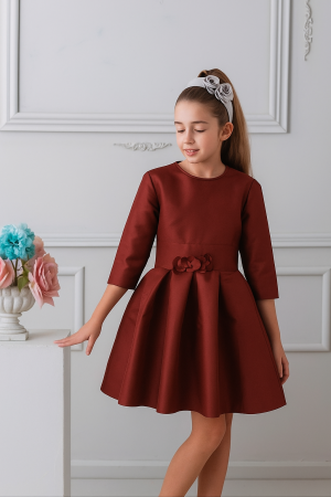 VESTIDO MIKADO GRANATE 